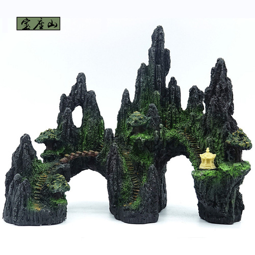 Resin Fake Mountain Rock Fish Tank Turtle Tank Aquatic Plant Tank Landscape Simulation Fake Mountain Creative Aquarium Decorative Ornament Household Item