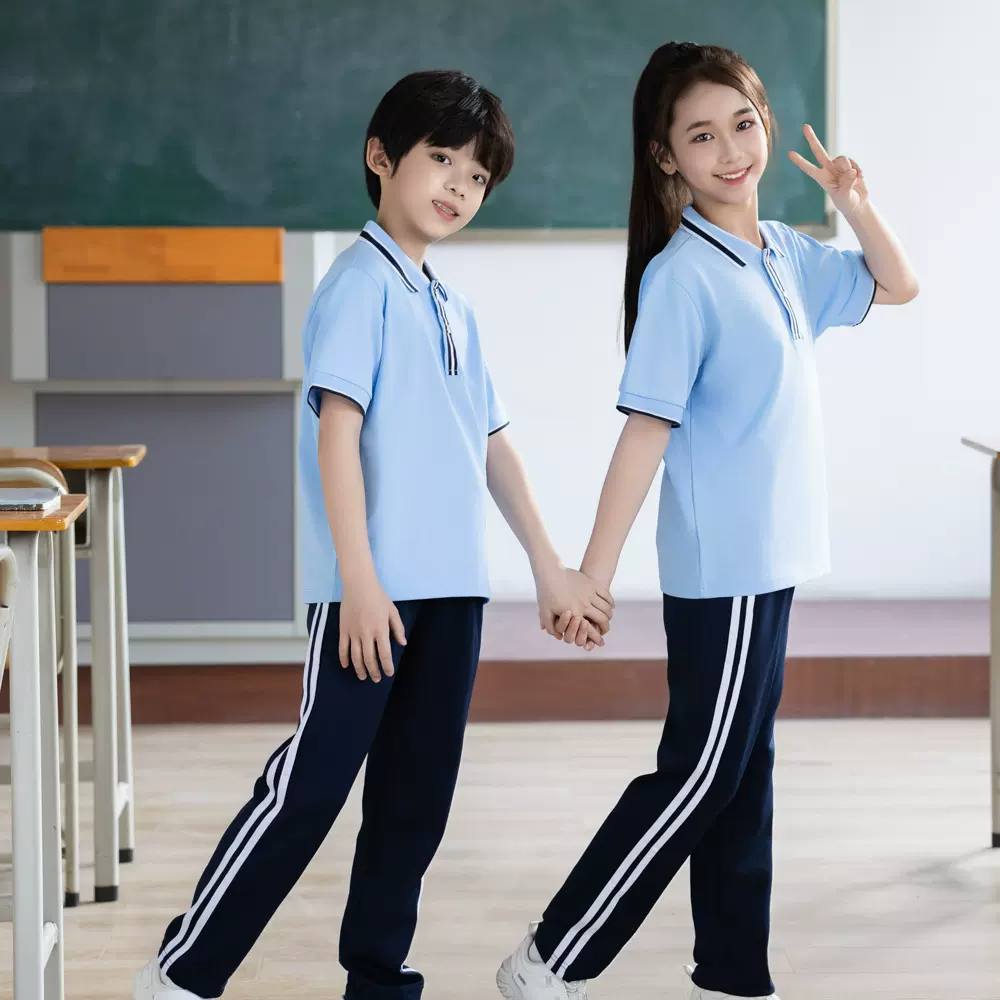 小学生校服一年级班服儿童夏季短袖套装初中运动服团购定制棉T恤