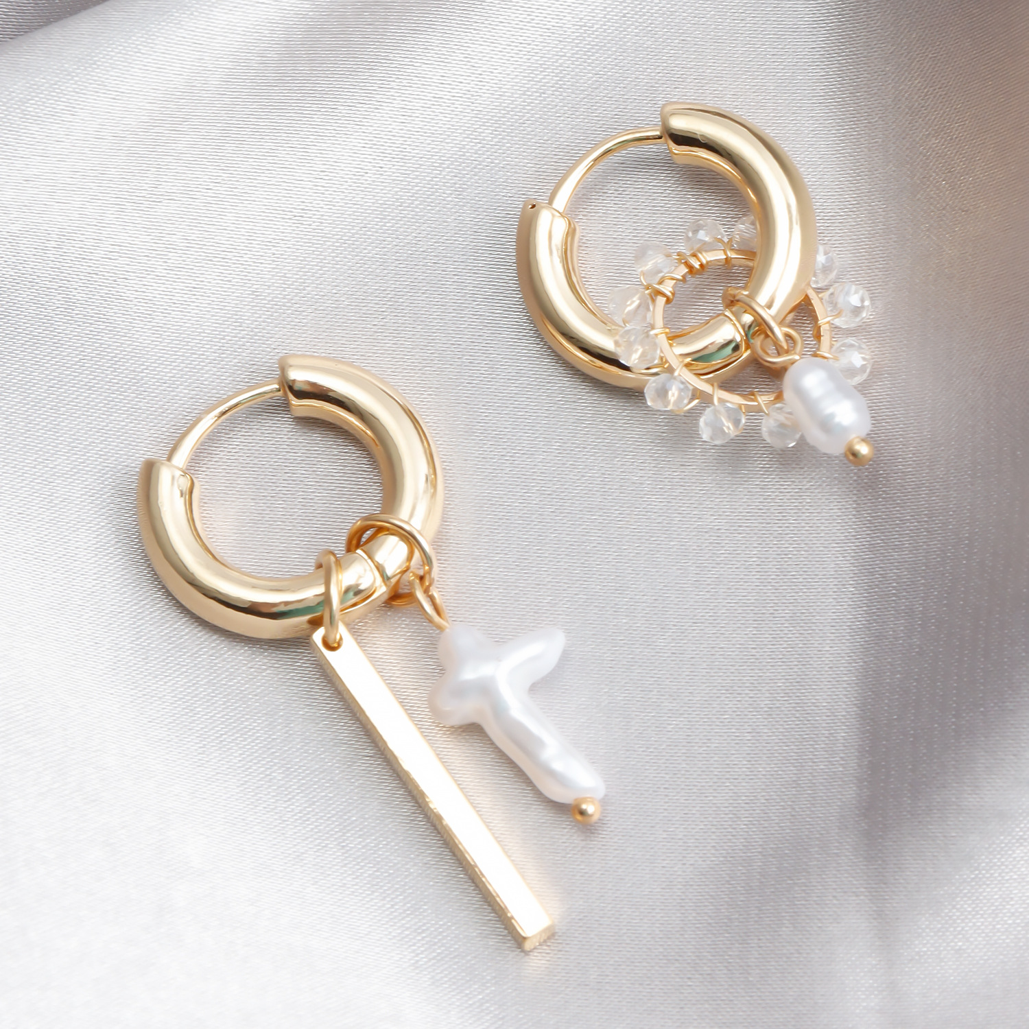 10g Weight Alloy Ear Needle Material Earrings Classification 1 Pair Quantity Holiday, Daily Occasion Alloy Material Geometric, Cross Pattern Women's Gender Plating Design Casual, Simple Style Style 1 Pair Casual Simple Style Geometric Cross Plating Alloy Earrings 12