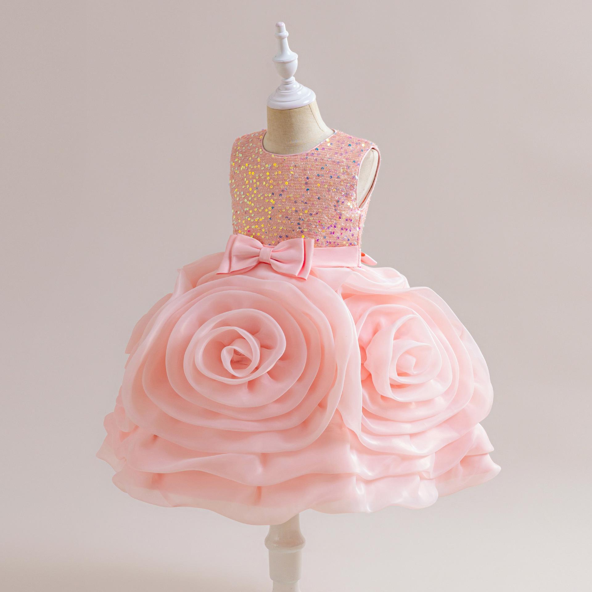 Verano nuevo brotes de flores vestidos de niñas sin mangas sequillas princesa de flores grandes elementos de flores vestidos de niñas