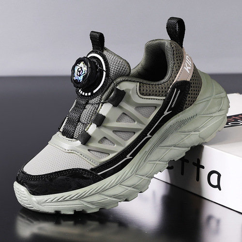 Boys' Shoes for Autumn and Winter, Leather Waterproof Children's Sports Shoes, Big Kid Button Shoes, Trendy Father's Shoes