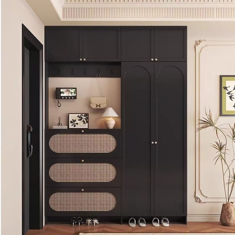 High-End Rattan Ultra-Thin Tipping Shoe Cabinet, Integrated Entrance Hall, Heightened to the Top, Multi-Functional Shoe and Hat Cabinet at the Entrance of the Home