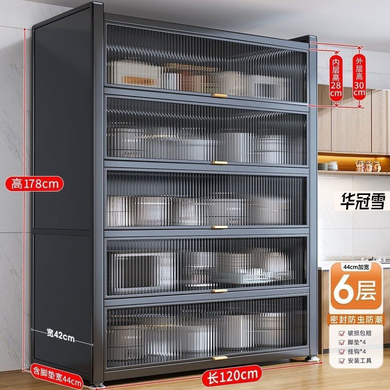 新款厨房置物架落地多层厨房橱柜多功能微波炉超厚餐边柜储物柜子|undefined