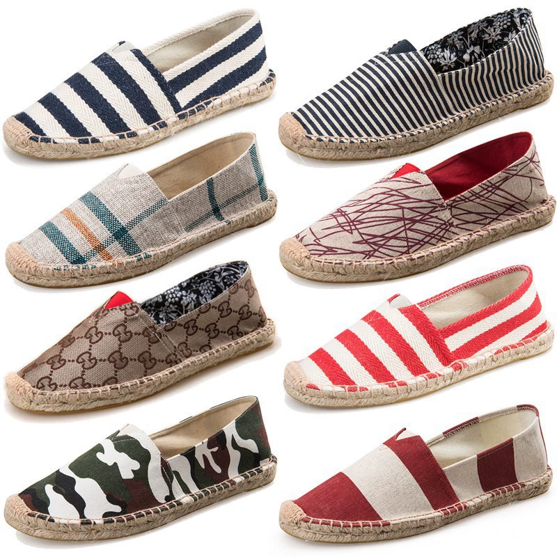 Модные дикие ретро туфли на льняной подошве поглощающие пот и дышащие ленивые туфли