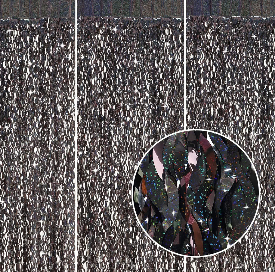 Nuevo cimitarra láser transfronteriza cortina de seda de lluvia cortina de seda de lluvia ondulada decoración de fondo fiesta de cumpleaños fotografía decoración de escena