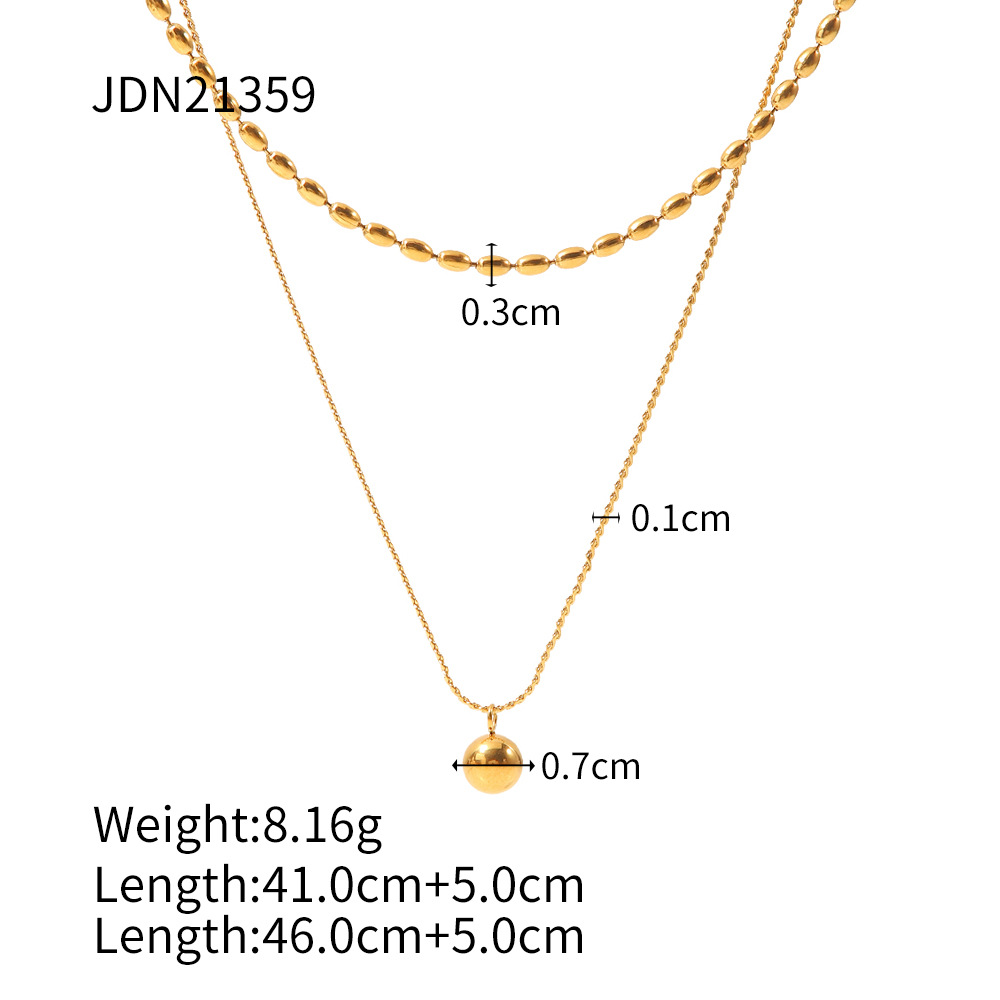 Fashion Geometric Stainless Steel Plating Layered Necklaces