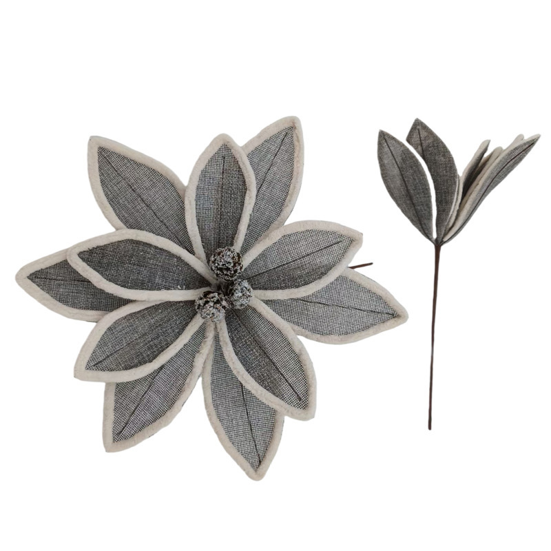 仿真花系列绒布仿真圣诞花28cm金色香槟色圣诞花圣诞树装饰花|undefined