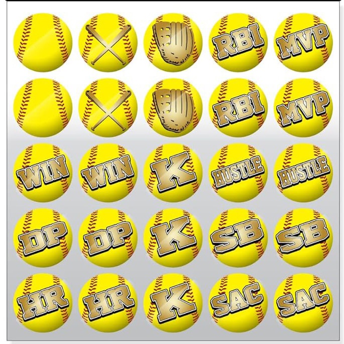 Populaire stickers voor softbalhelmen, inclusief bonusstickers voor kinderhelmen._voghion.com