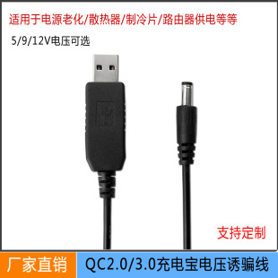 QC2.0/3.0 decoy line activates 9V12V optical cat router connected to charging treasure USB power supply conversion DC power supply