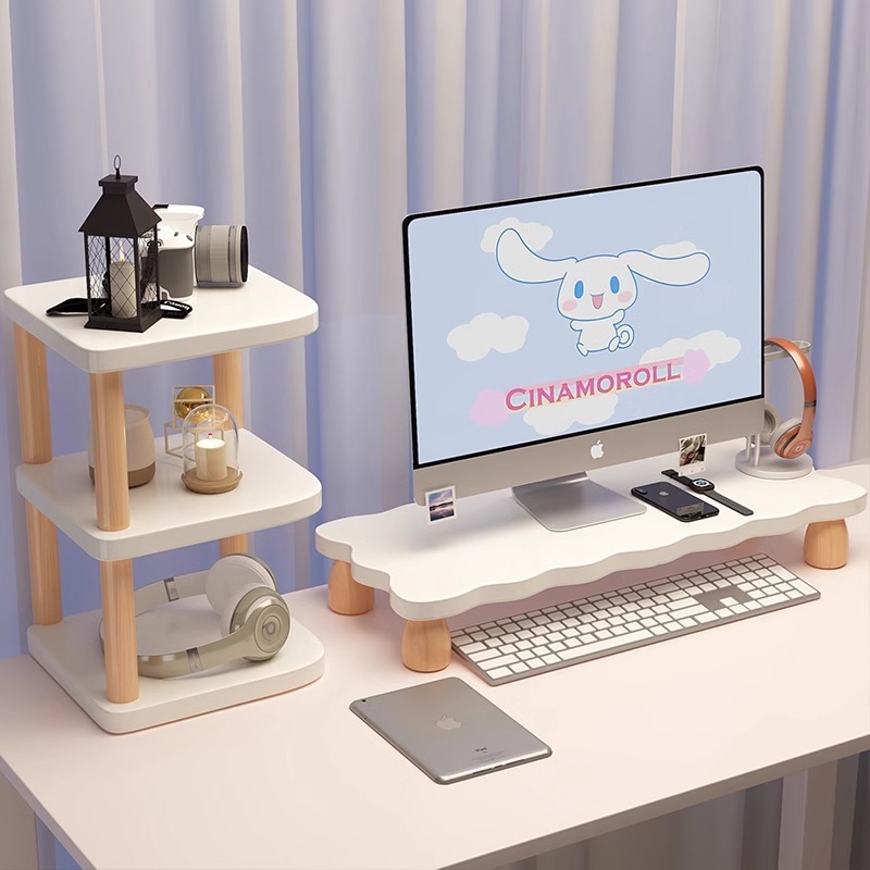 デスクトップコンピュータ高架デスクトップ収納ラックモニタースクリーンスタンドベースオフィスノートブック収納ラック|undefined