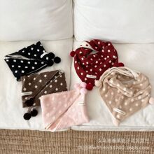 新款儿童三角巾秋冬韩系ins波点1-8岁保暖围脖时髦多用发带披肩潮