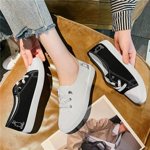 Spring New Canvas Shoes Women's Korean Style Versatile Black Fabric Shoes Casual Ulzzang Student Platform Shoes