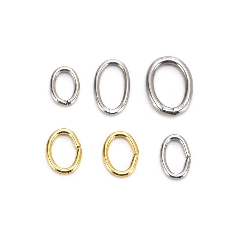 批发304不锈钢镀金椭圆形开口圈 不锈钢蛋形圈 侧边开口异形单圈