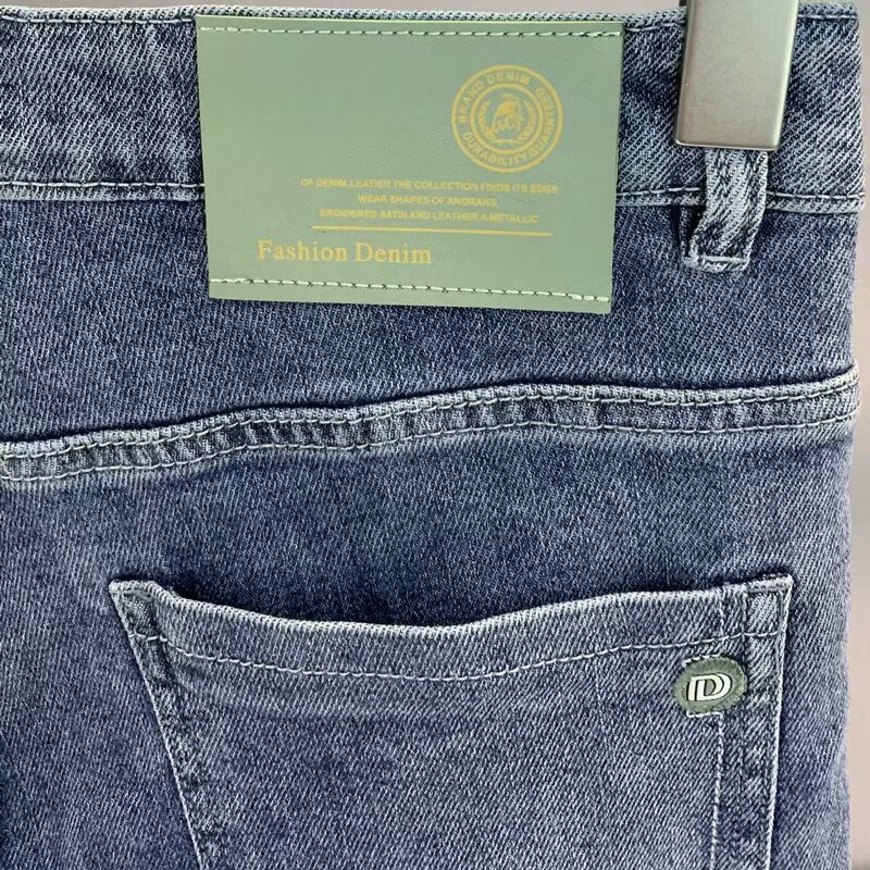 Men's Stretch Denim Shorts With Embroidery And Print Designs, Slim Fit 5-Pocket Casual Shorts For Summer Street Style_mkmklike.com