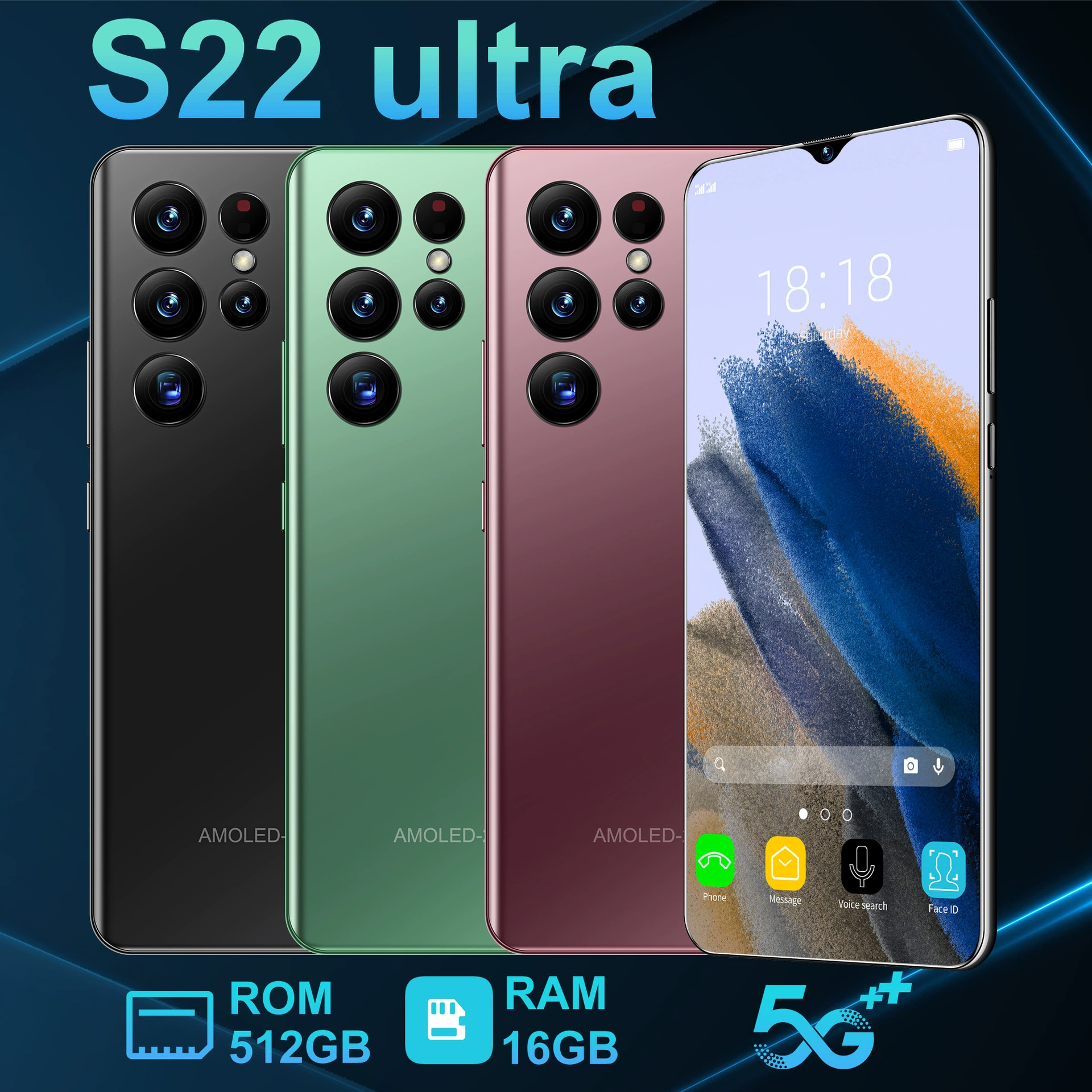 (跨境 торговля), мобильный телефон, S22, смартфон, S22 ultra, Android, широкий экран, (Физические)
