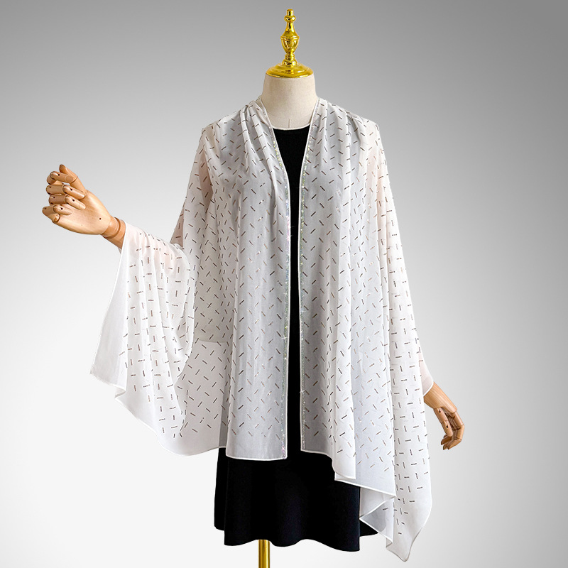 Elegante lichtgewicht chiffon sjaal voor dames met strass_voghion.com