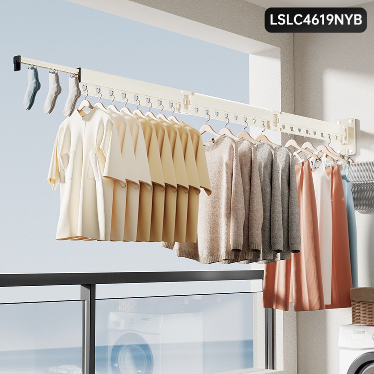 유백색 4단 옷걸이 수납모델/방풍구멍 24개 + 방풍양말클립
