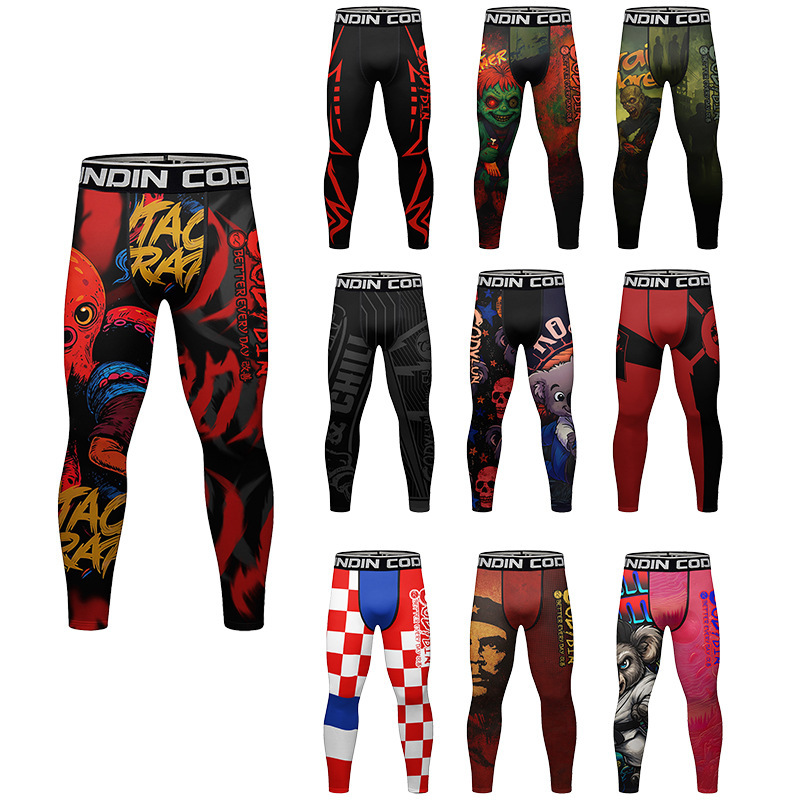 Men's New Sports Fitness Pants Running Basketball Printed Compression Tight Comfortable Casual Pants Men's New Sports Fitness Pants Running Basketball Printed Compression Tight Comfortable Casual Pants