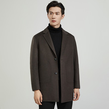 [抖音]100%纯羊毛双面呢子大衣男中长款纯色韩版毛呢外套冬季必备