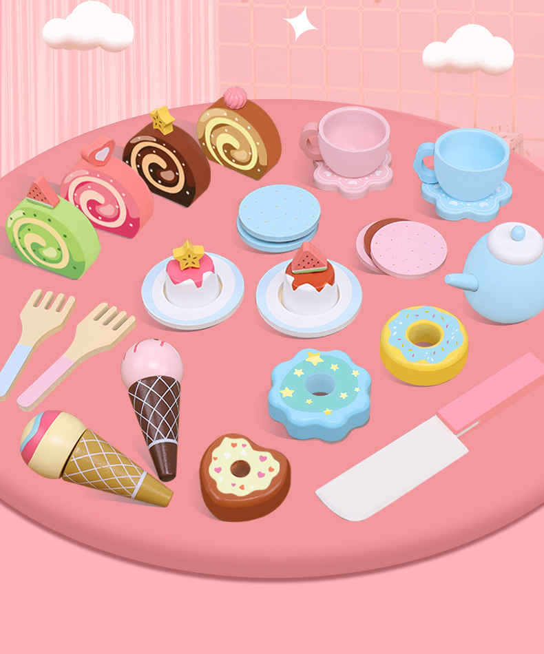 Girl's house play toys, simulated candy cake, magic, Clicquot, wooden mini kitchen set detail image 5