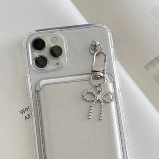 Korean style ins girl flash diamond bow keychain mobile phone pendant simple diamond-embedded mobile phone chain bag chain
