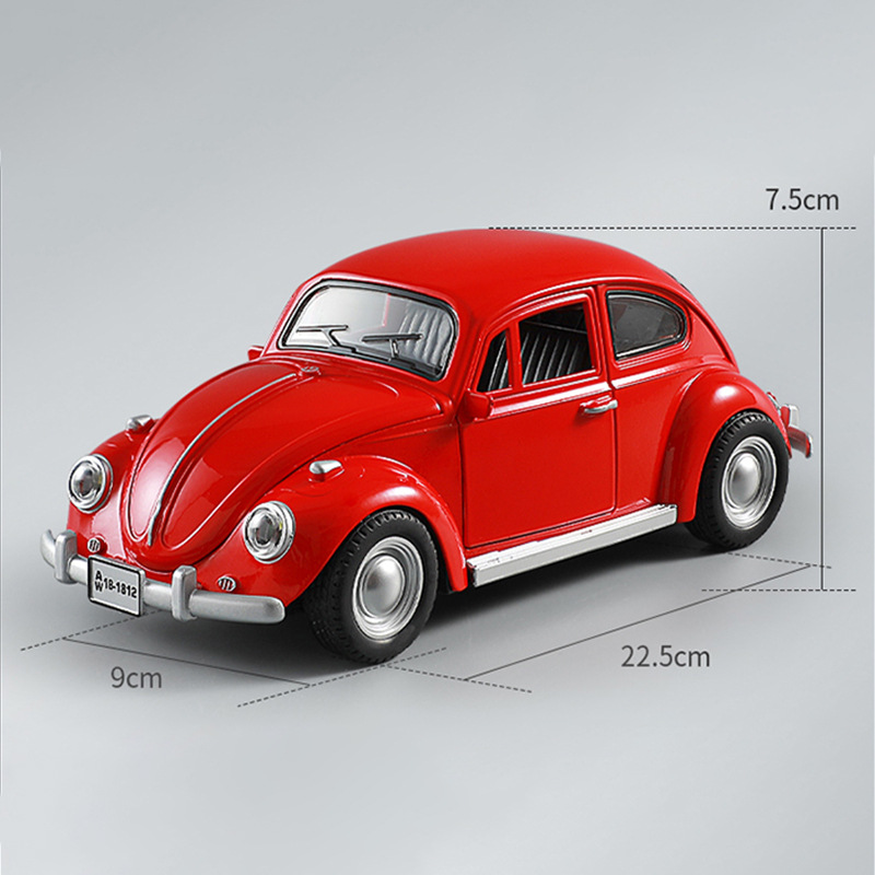 Simulación 1: 18 Volkswagen Beetle aleación modelo de automóvil clásico retro coleccionista de automóviles clásicos adornos juguetes para niños