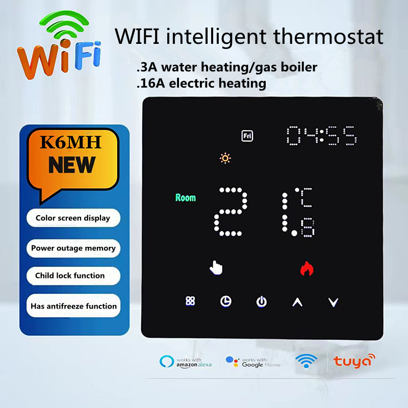 Customized Touch Screen Floor Heating Thermostat Wifi Floor Heating Trv Water Gas Boiler Temperature Voice Remote App Controller
