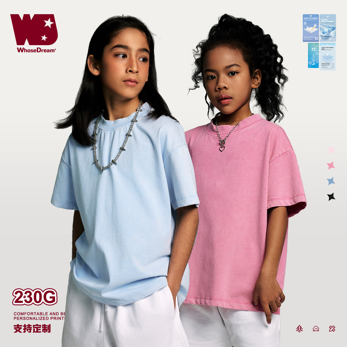 Ropa infantil WD | Camiseta de manga corta para niños mayores, estilo vintage lavado, resistente, nueva colección primavera/verano 2025, marca de moda, exclusiva transfronteriza.