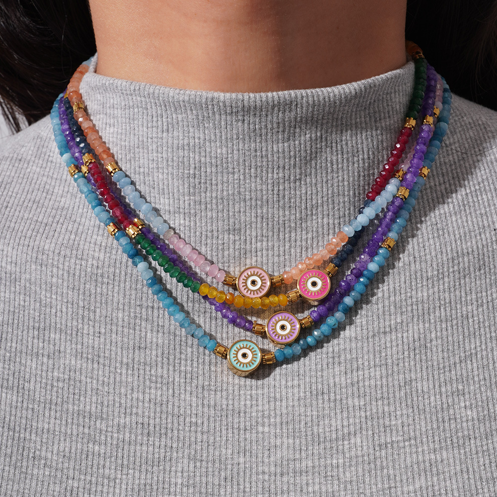 20g Weight Titanium Steel Pendant Material Necklace Classification Natural Stone Chain Material Beaded Chain Chain Type 1 Piece Quantity Holiday, Daily Occasion 304 Stainless Steel, natural stone Material Round Pattern All Seasons Season Women's Gender Vacation, Classic Style Style Vacation Classic Style Round 304 Stainless Steel Natural Stone Beaded Chain Necklace In Bulk 无