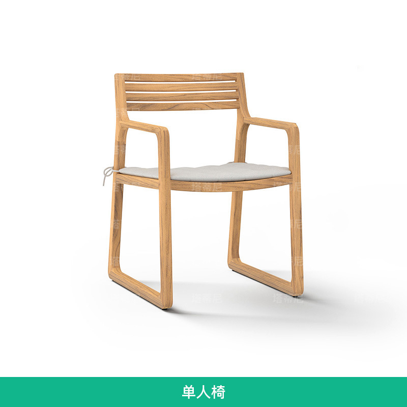 Mesa y sillas de madera maciza al aire libre patio jardín villa hotel tabla de roca mesa de comedor al aire libre muebles de teca impermeables anticorrosivos