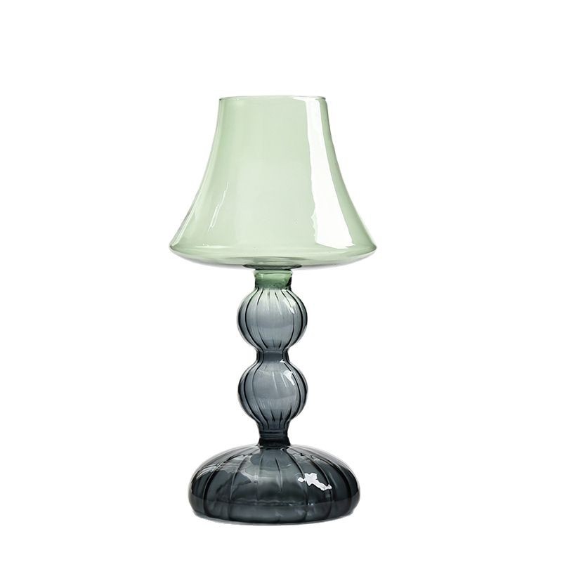 Candelaria de vidrio de colores nórdico gran lámpara de escritorio modelado candelabros retro coloridos candelabros caseros ornamentos chinos