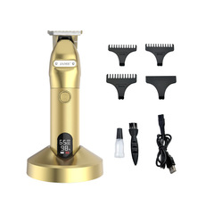 Cross-border hot USB charging LCD digital oil head hair trimmer metal body ceramic knife carving electric razor