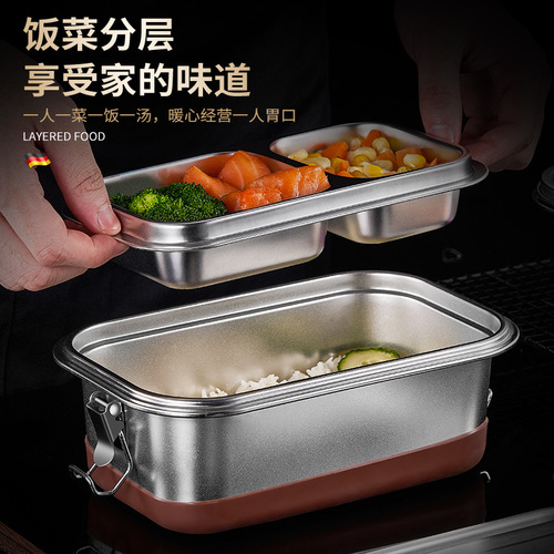 304 stainless steel lunch box, outdoor Japanese-style children's double-layer student lunch box, sealed insulated lunch box