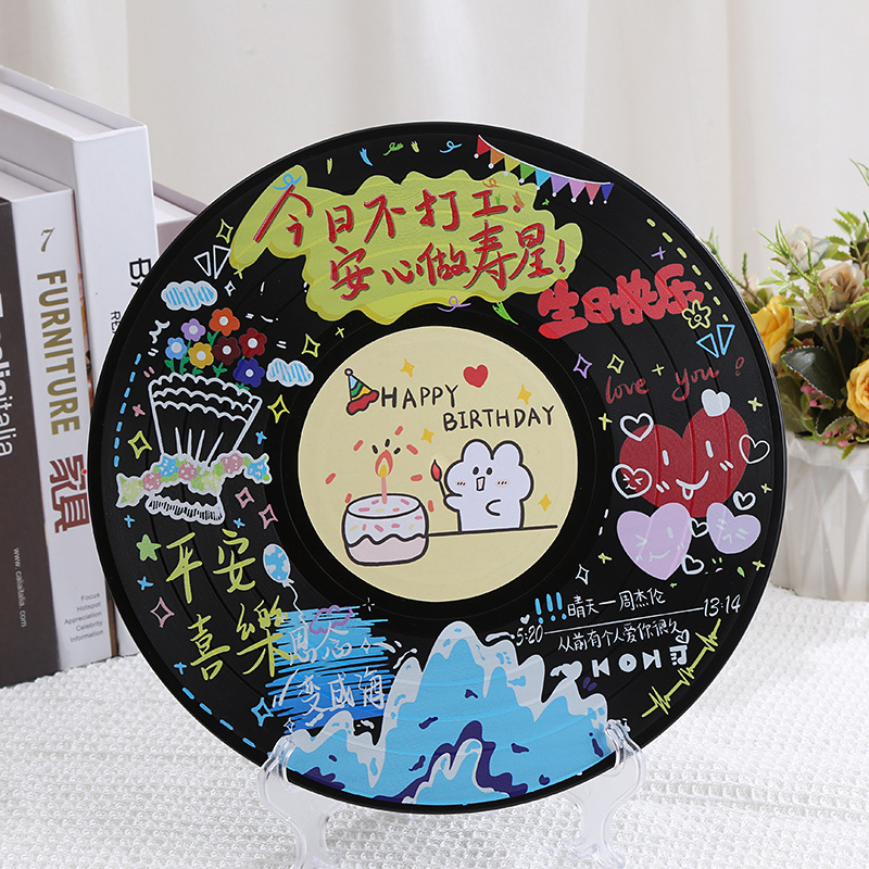 Creative graffiti vinyl record decoration bar indoor DIY wall decoration retro nostalgic wall old record gift Creative graffiti vinyl record decoration bar indoor DIY wall decoration retro nostalgic wall old record gift