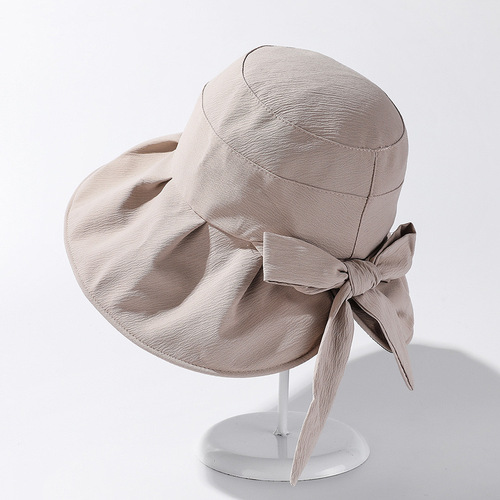 Summer Hat Children's Sun Hat Sunscreen Hat Black Rubber Fisherman Hat Bow Tie UV Protection Sun Hat Summer Korean