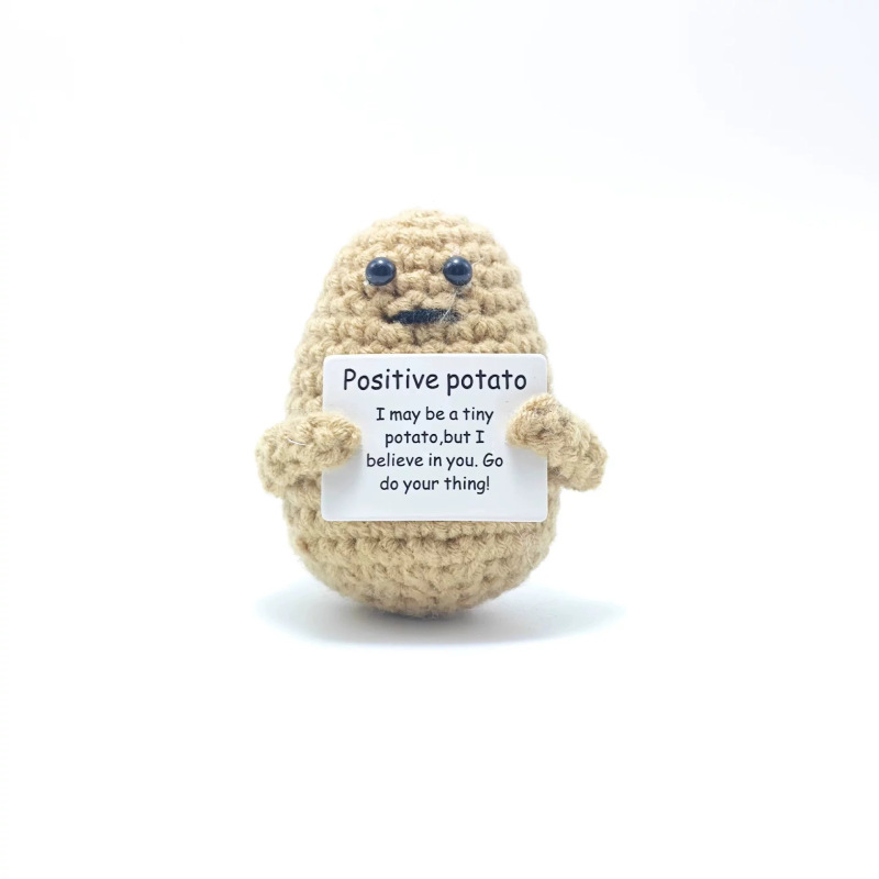 新款外贸热销positive potato有趣的积极土豆针织钥匙链挂件娃娃|undefined