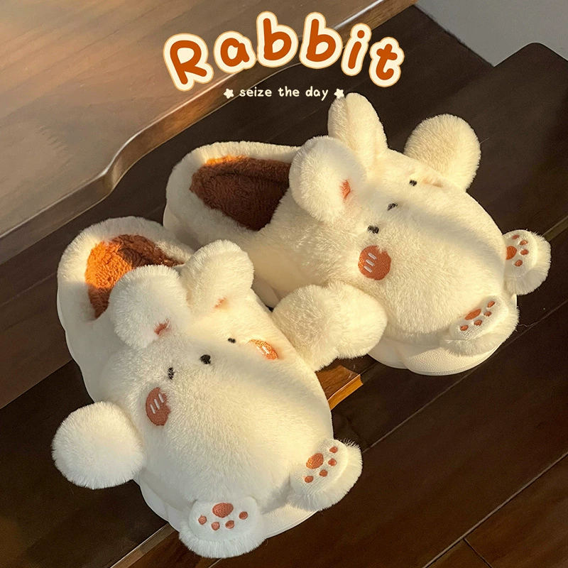 Детские хлопковые тапочки зимние для девочек милые объятия кролика домашние теплые средние и большие детские хлопковые тапочки для родителей и детей женские