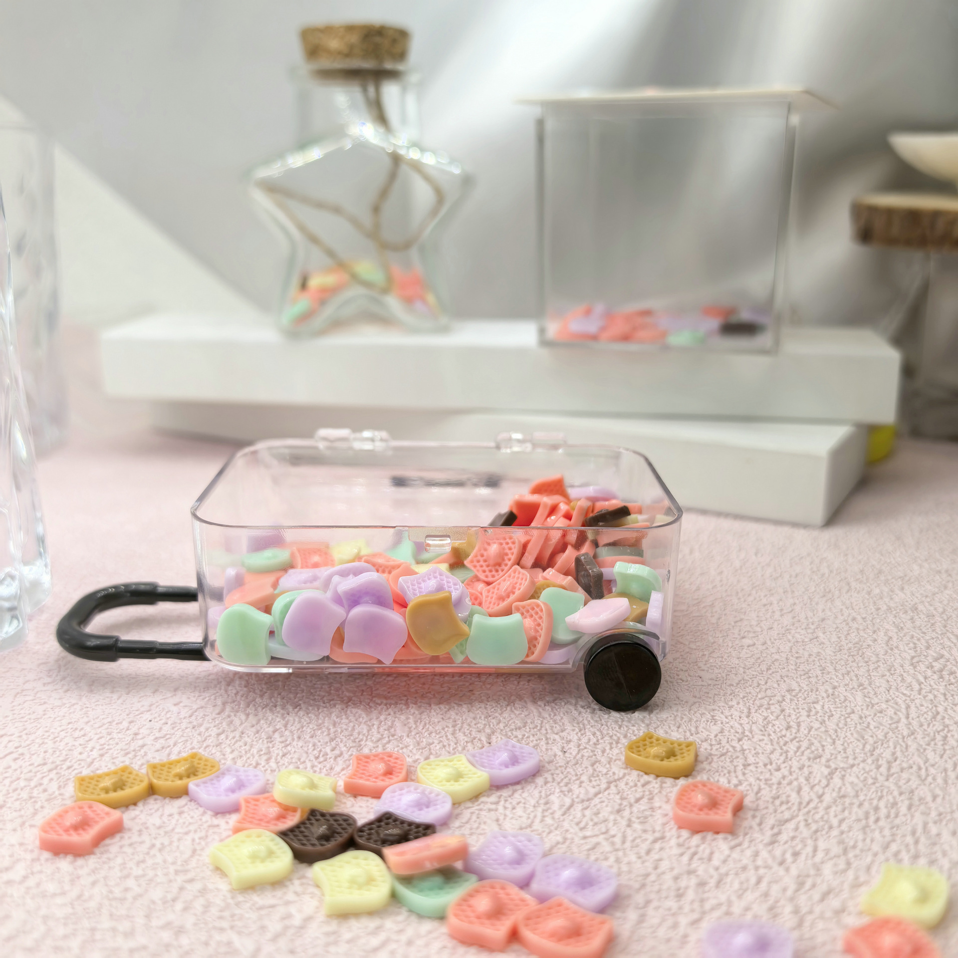 清新甜美塑料树脂迷你食玩华夫饼干奶油胶耳钉发夹潮玩配件001