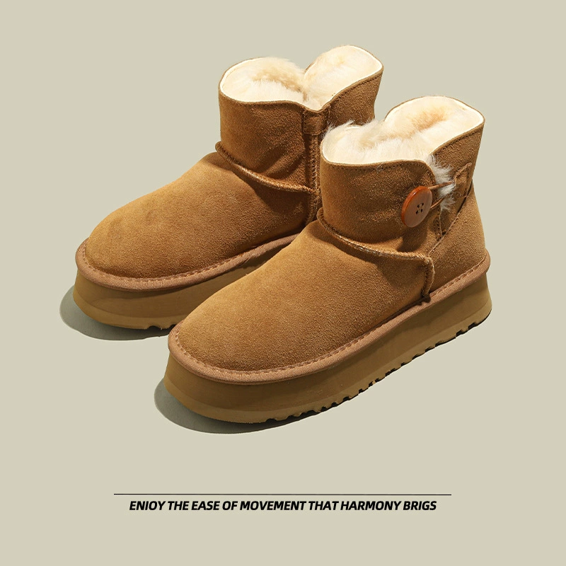 Winter non-slip low boots platform, shoes, genuine leather