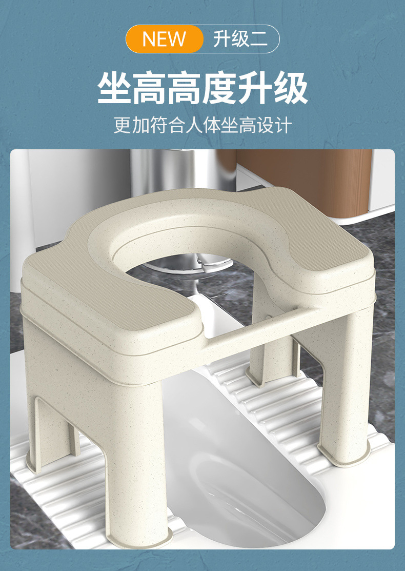 Children's squat toilets and toilet bowls have been replaced with toilet chairs. Pregnant women use toilet stools. Anti-slip, simple and thickened toilet stools for the elderly Item Picture
