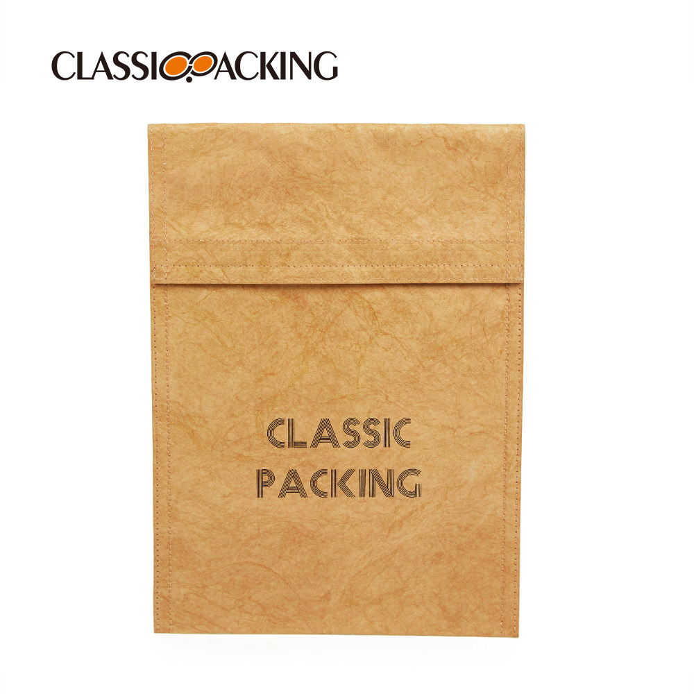 Paquete de papel kraft simple y de gran capacidad Paquete de archivo de archivo de archivo de archivo portátil a prueba de agua Paquete de almacenamiento de sellado con velcro Logotipo imprimible
