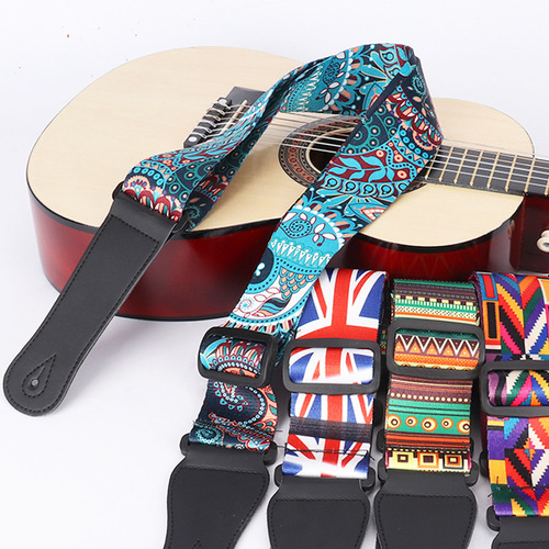 Guitar strap heat transfer ethnic style printed shoulder strap printed classical guitar strap electric acoustic guitar universal strap