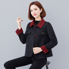 小香风毛呢外套女2025年秋季新款妈妈短款小个子双面羊毛呢子大衣