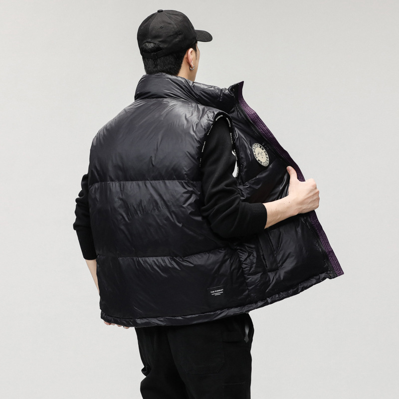 Winter keep warm white down jacket, vest sleevless for leisure, increased thickness, oversize