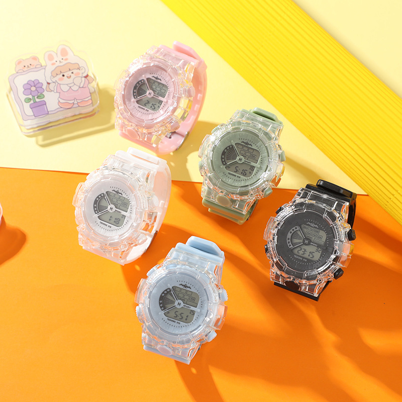 INS marco transparente de alto aspecto estudiante fiesta reloj electrónico hombres y mujeres pareja simple nicho multifunción despertador luminoso