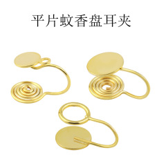 新款个性蚊香盘耳夹配件diy手工无耳洞耳饰铜镀18k真金平片耳环