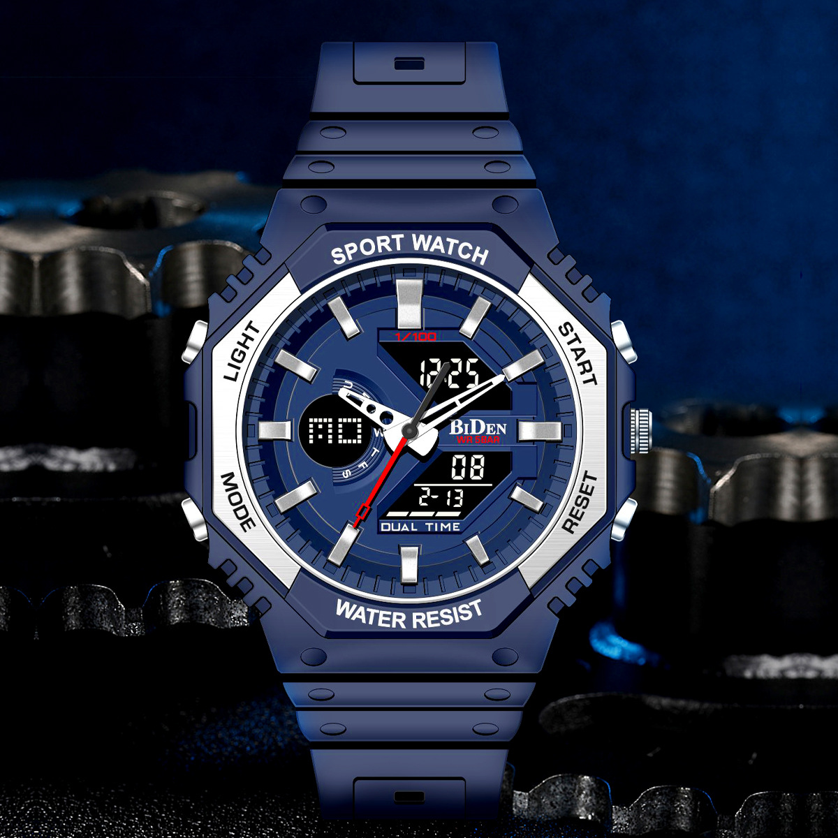 Biden multifunción impermeable deportes reloj electrónico luminoso doble pantalla resistente a la caída estudiante reloj de moda R005