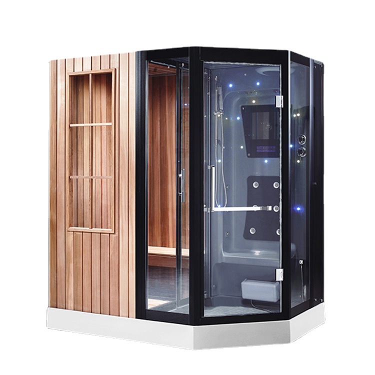 Diamante-tipo ducha de vapor seco y húmedo combinación de piedra de riego de calefacción sala de vapor seco sala de sauna de madera maciza