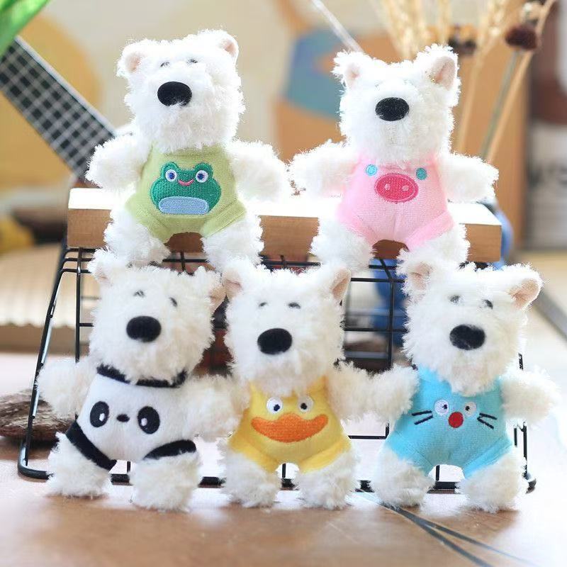 Highland Dog Plush Doll Pendant Keychain Small Toy Accessory Gift for Girls Cute Doll with Bead Chain