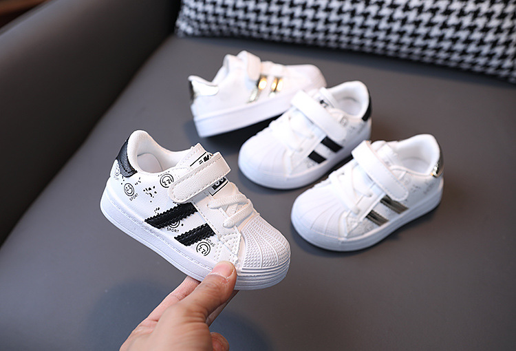 Chiren's sports boys girls' shell top board 2023 Spring and Autumn Korean version, boys' baby white shoes, 1-3 years_voghion.com